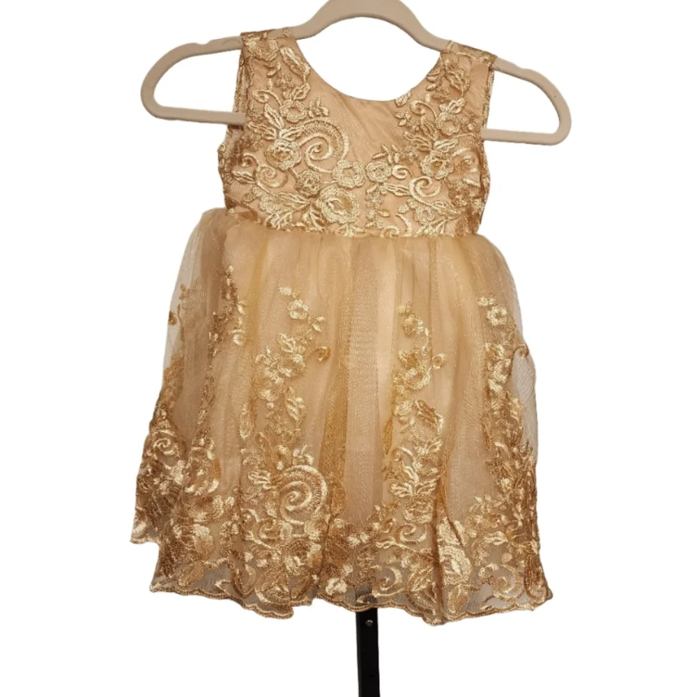 Toddler Girls Gold Party Dress Size 4T